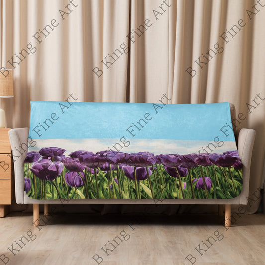 Purple Tulip Sherpa Blanket